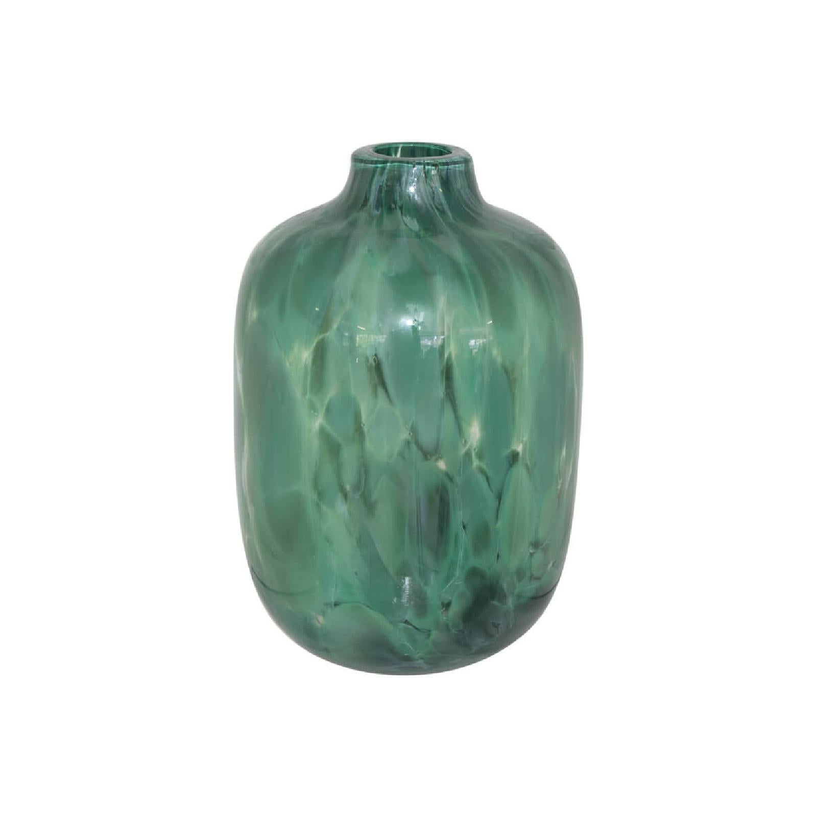 Green art glass bottle vase