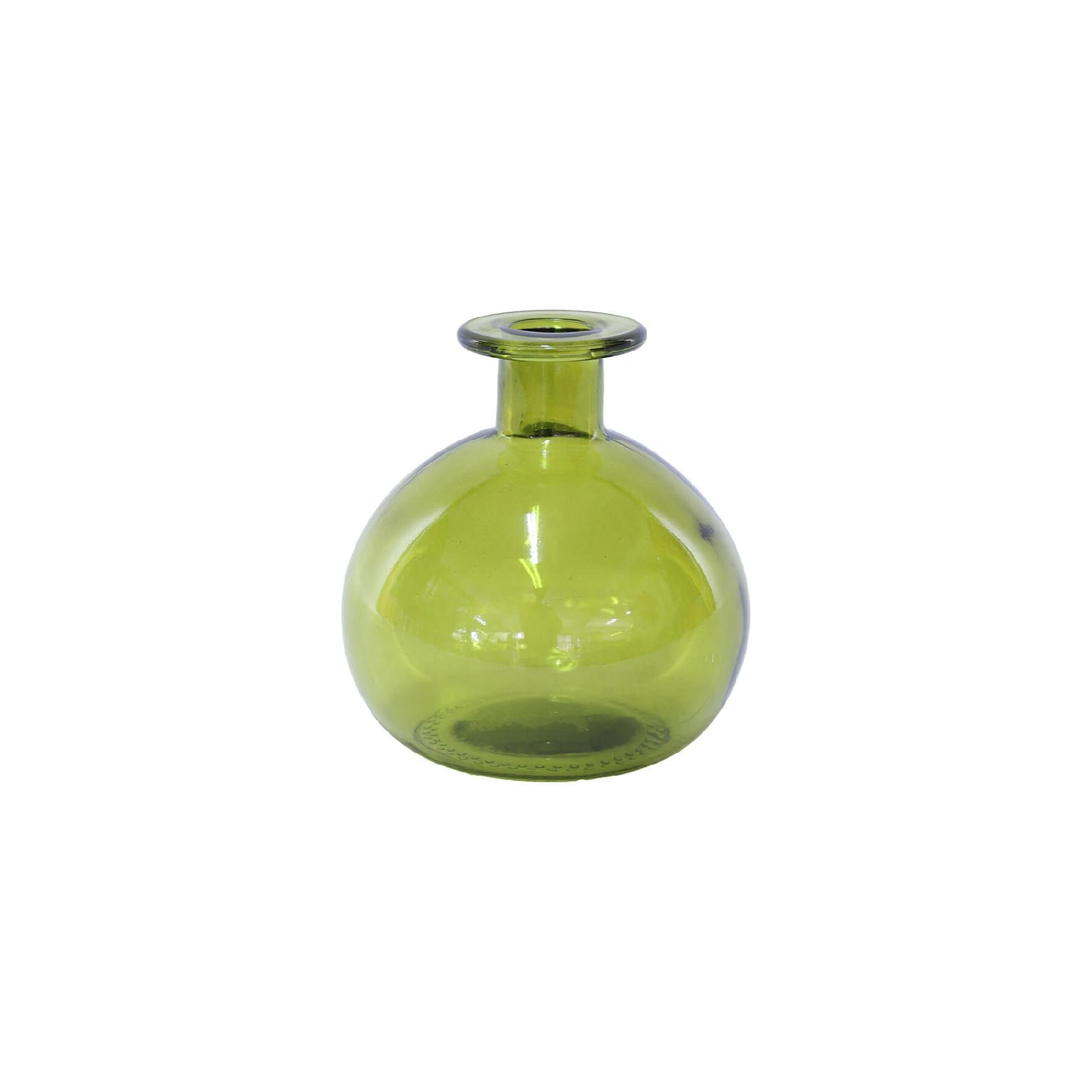 Green mini glass bottle bud vase