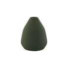 Green ribbed ceramic vase