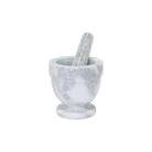 White and grey marble mortar and pestle