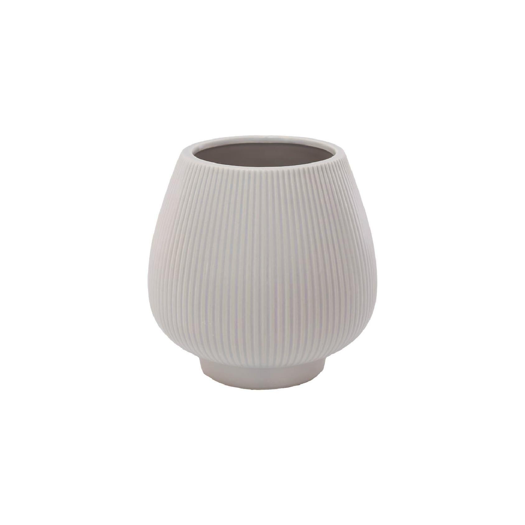 Grey ceramic ribbed planter