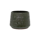 Textured green ceramic pot