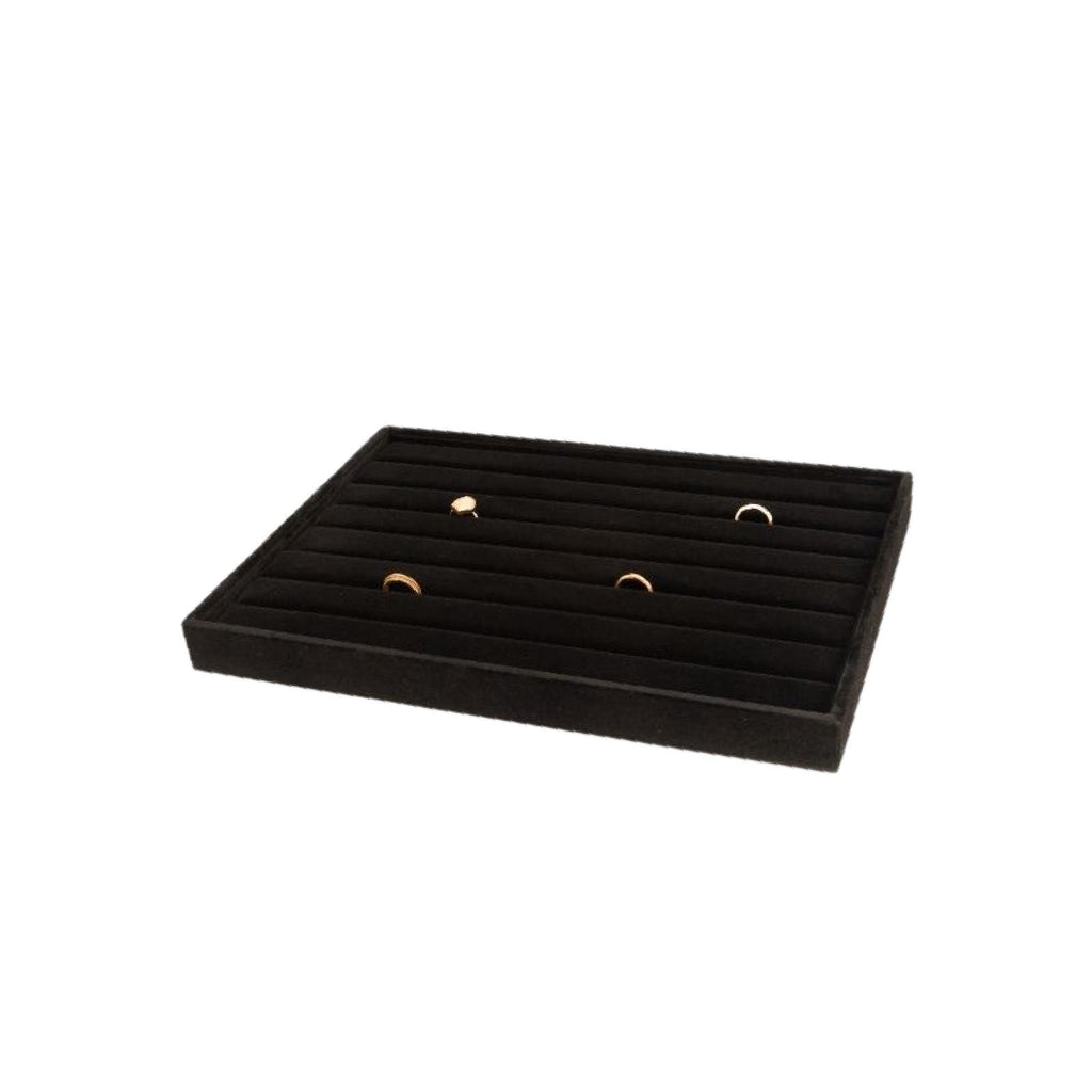 Black velvet open ring tray