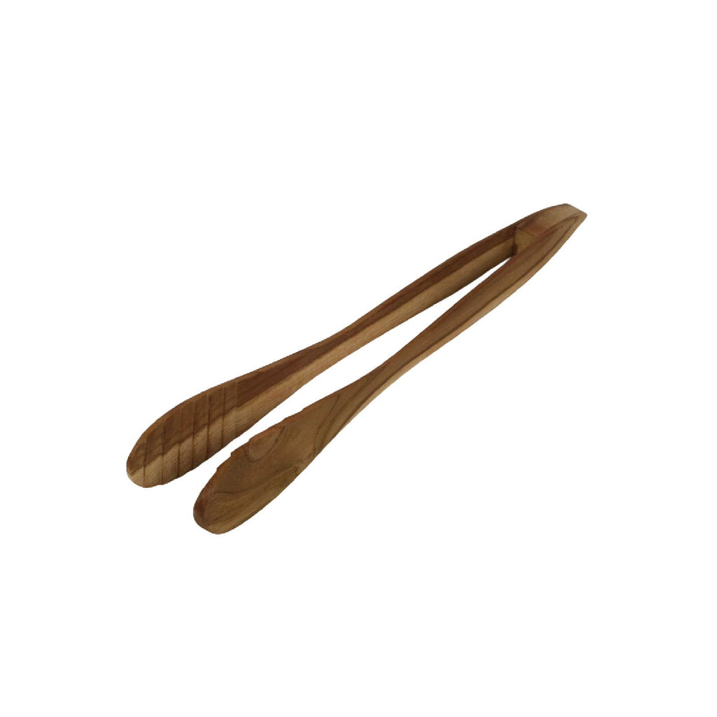 Light wood teak serving tongs