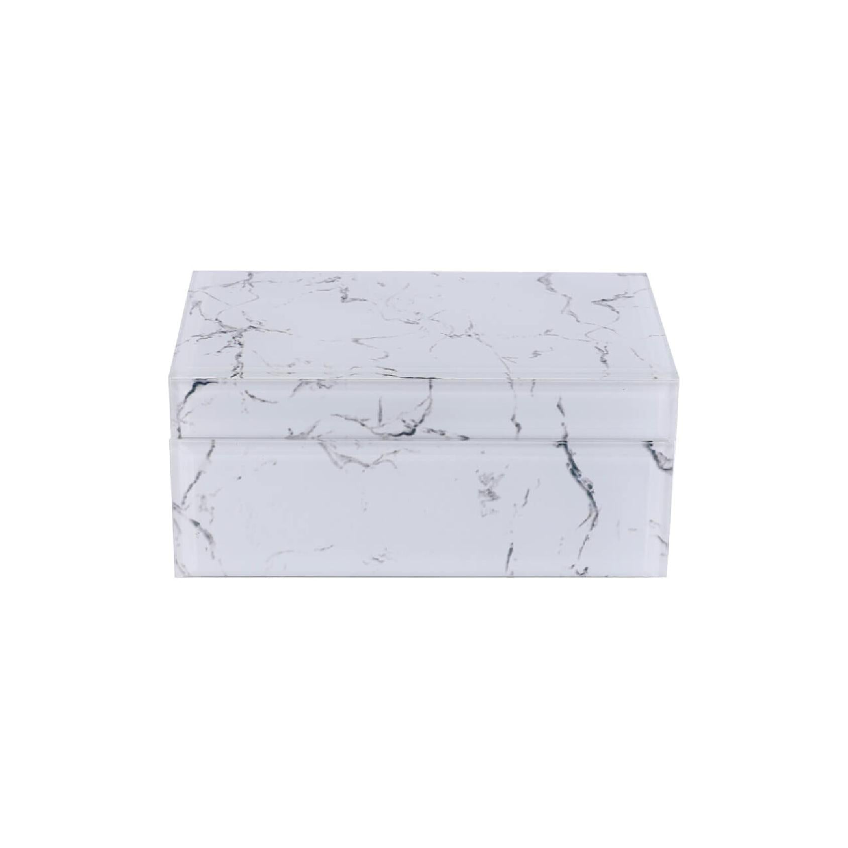 Marble-inspired glass accessory box