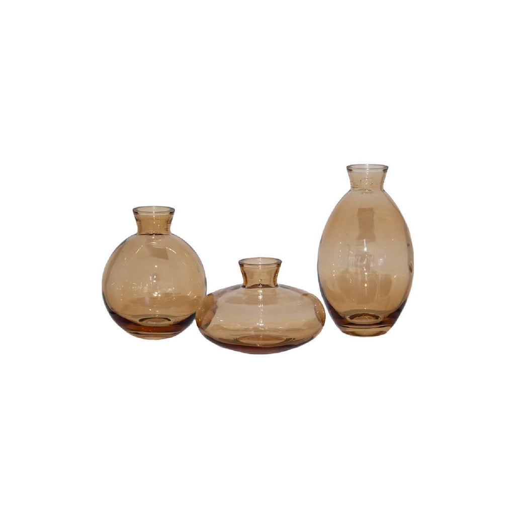 Mini amber bud vase set