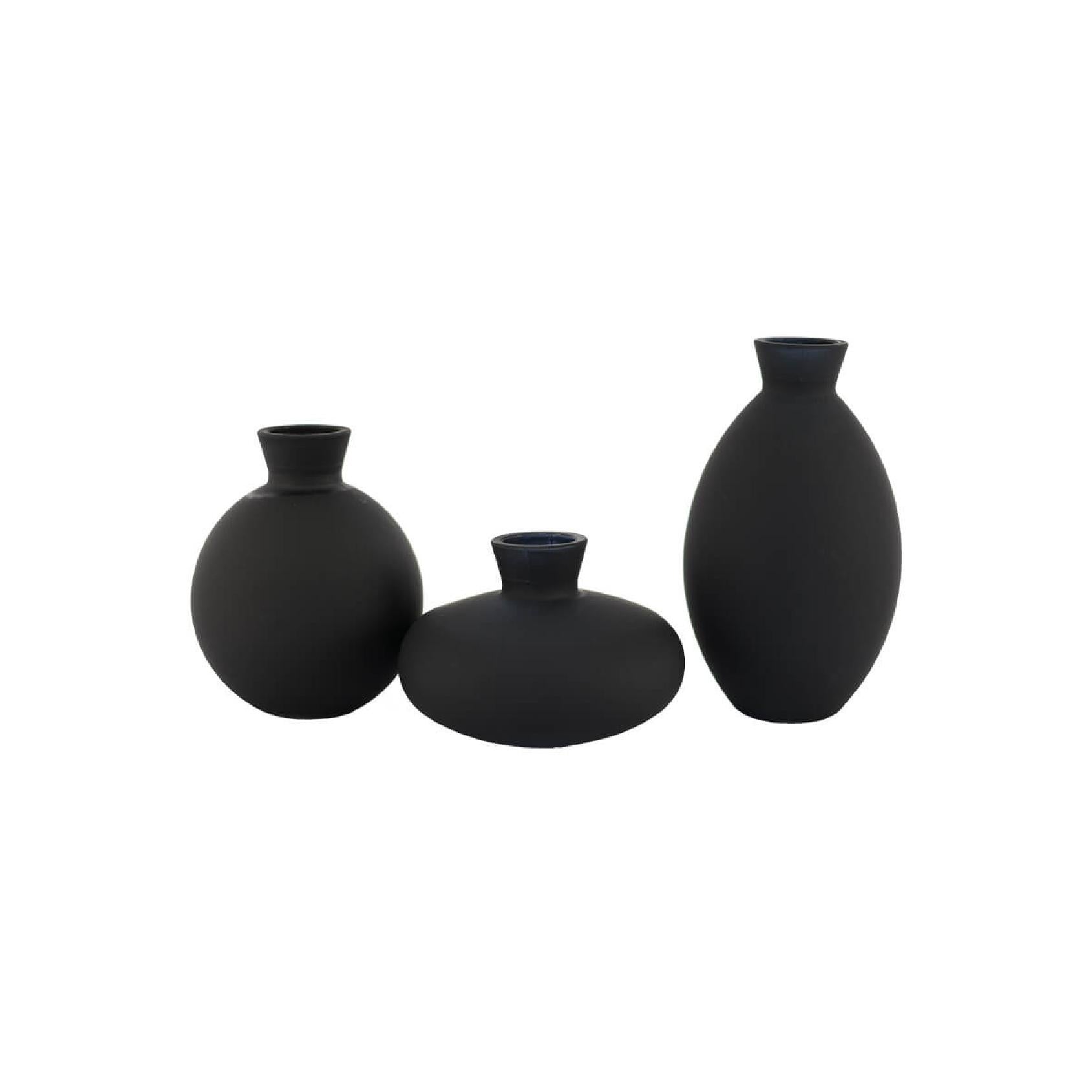 Mini black bud vase set