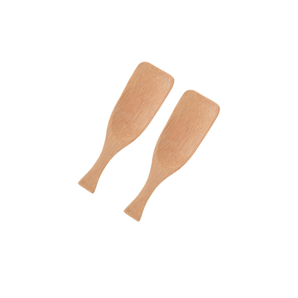 Flat mini bamboo spoon set of two