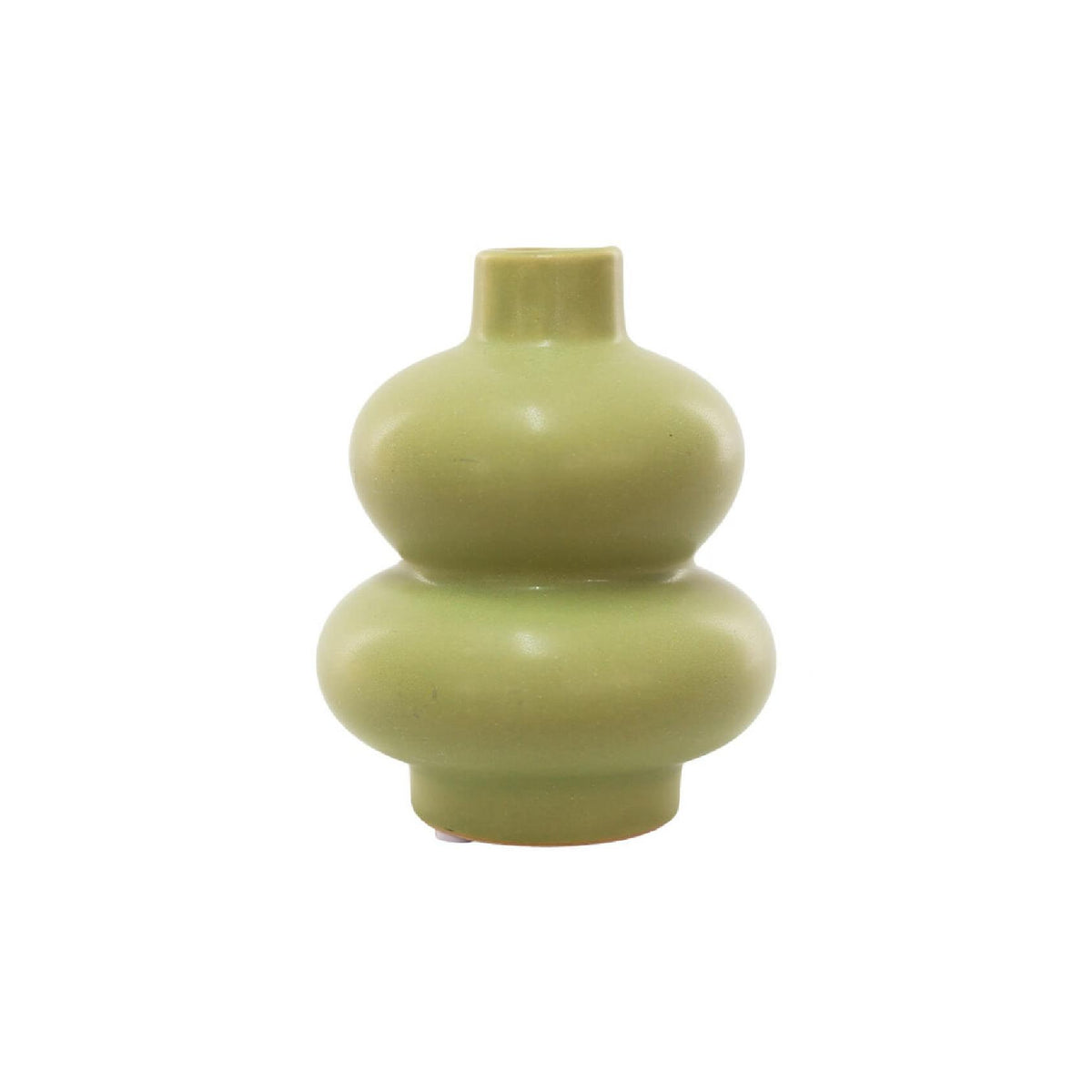 A small ceramic vase with a glossy green glaze