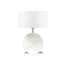 Table lamp with a white marble base and white shade