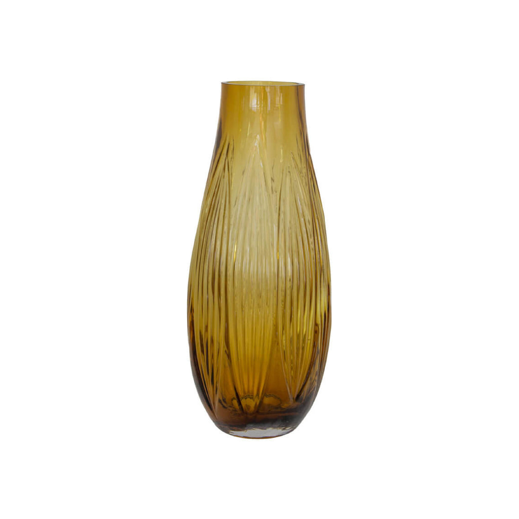 Ochre textured glass vase