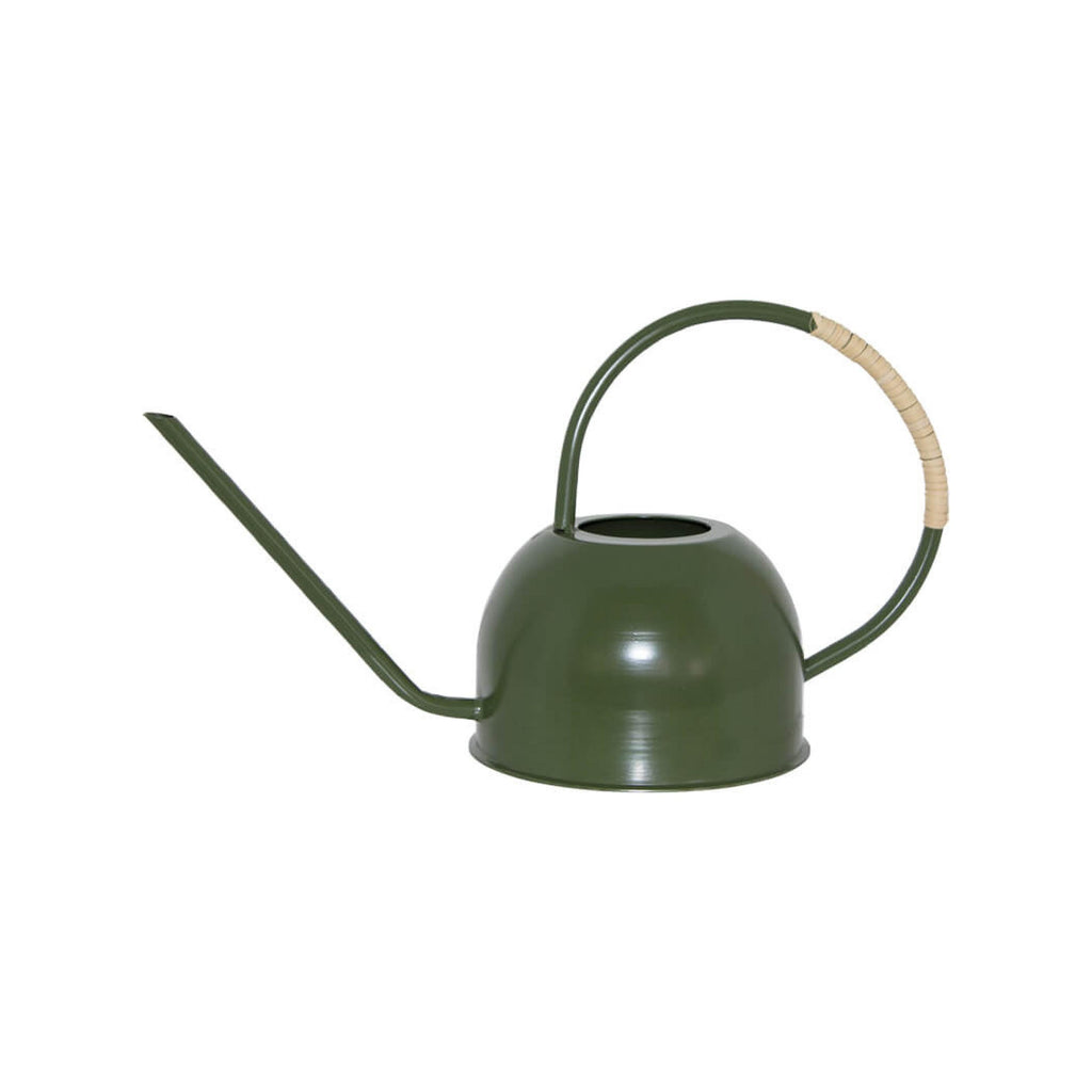 Olive green metal watering can