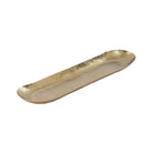 A long rectangular tray with rounded ends, featuring a hammered metallic gold texture