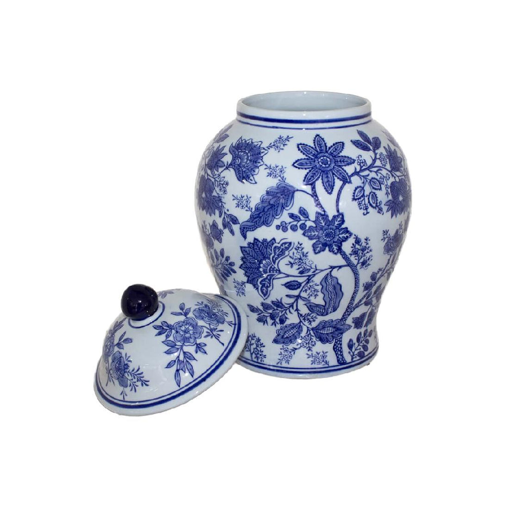 Navy and white patterned ginger jar