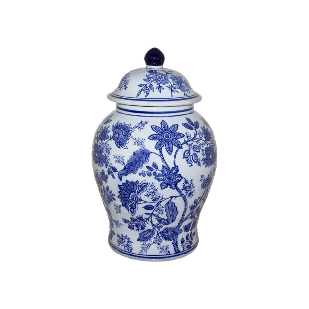 Navy and white patterned ginger jar