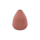 Pink ribbed ceramic vase