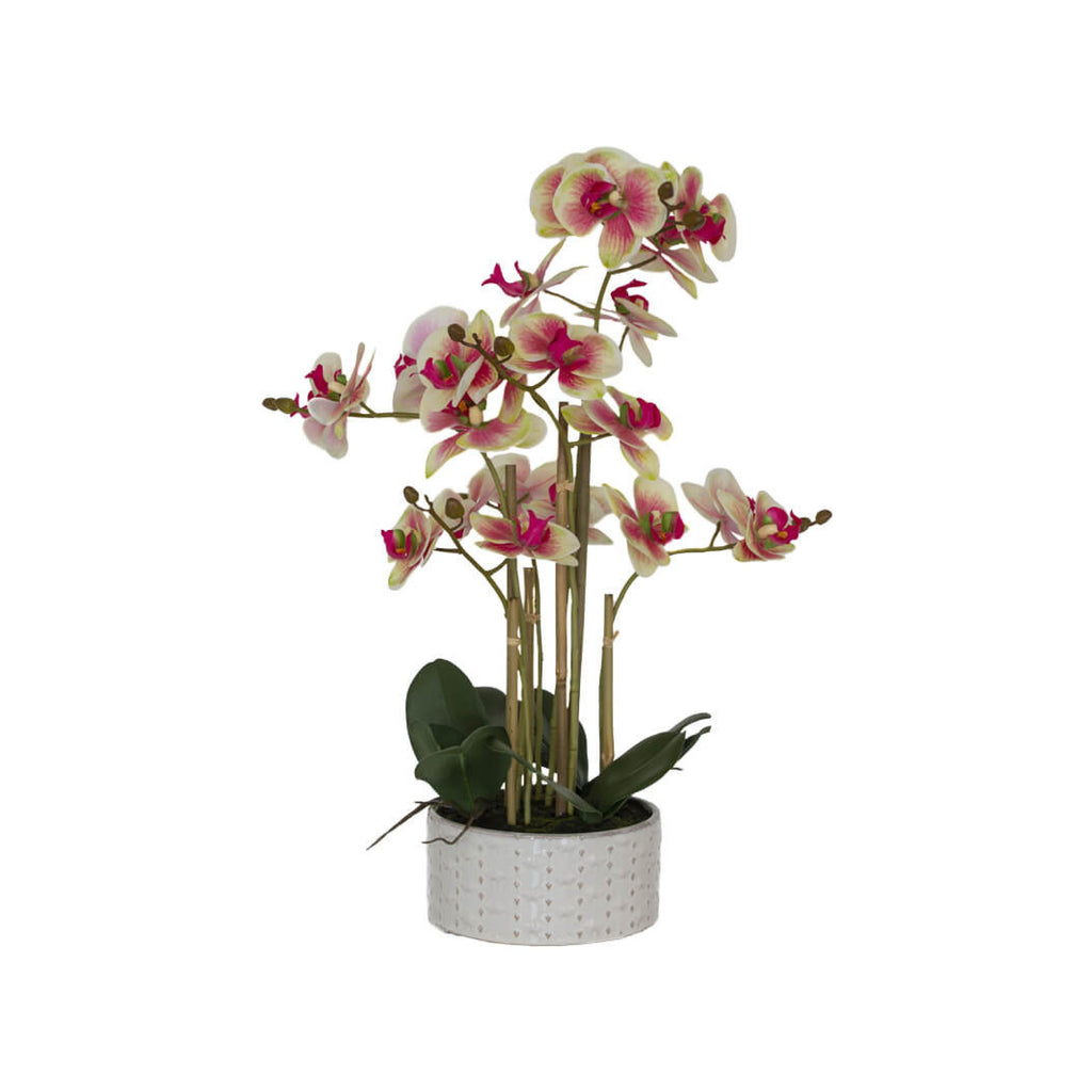 Artificial real touch orchid in ceramic planter
