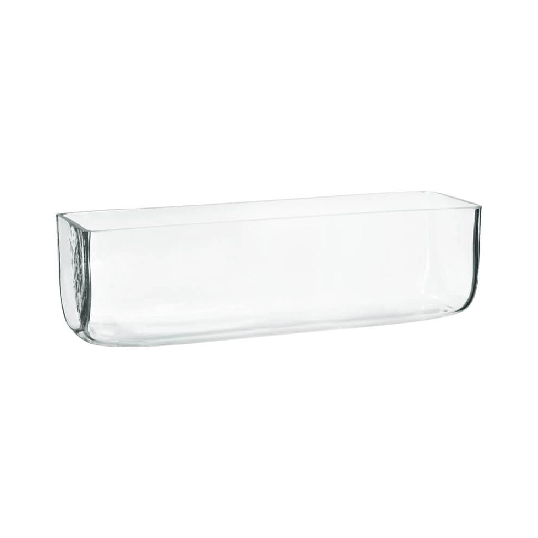 Rectangular shallow glass vase