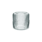 Short ribbed clear glass vase with vertical lines