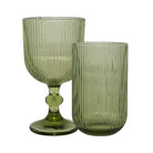 Ribbed green glass hi-ball