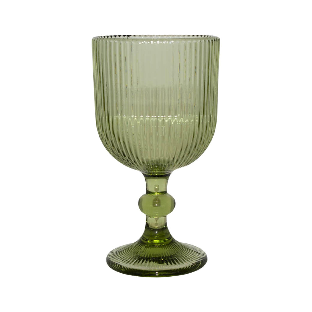 Ribbed green wine glass