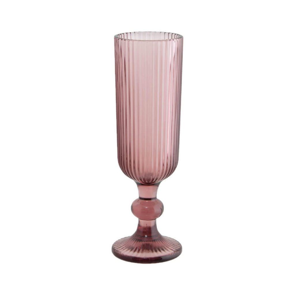 Ribbed plum glass champagne flute