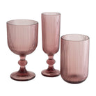 Ribbed plum glass drinkware