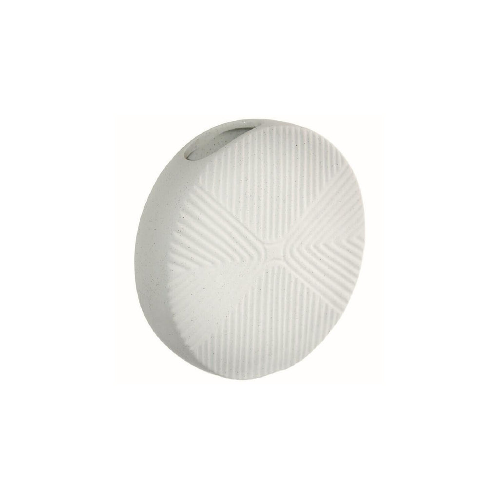 Round textured ceramic vase