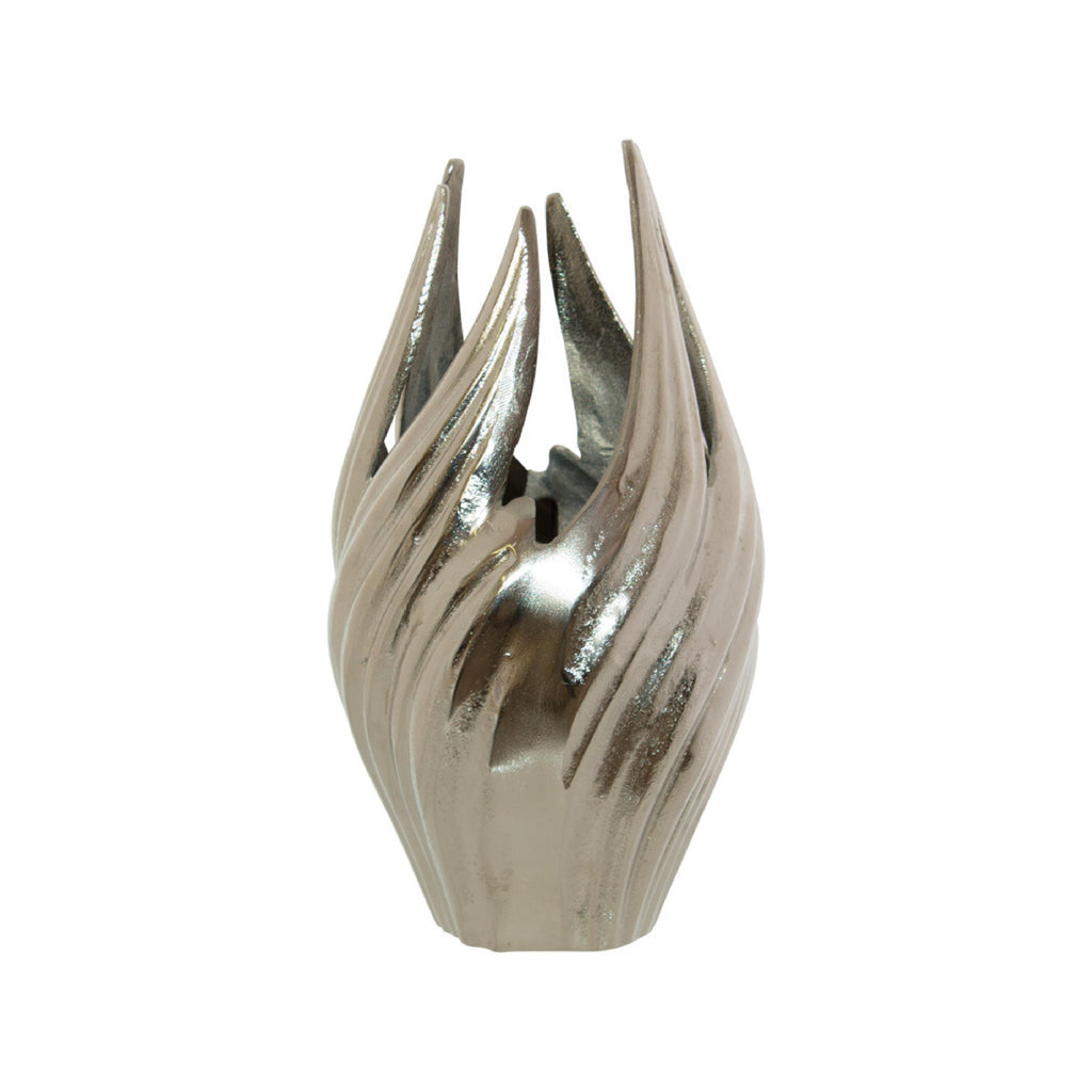 Silver flared metal vase