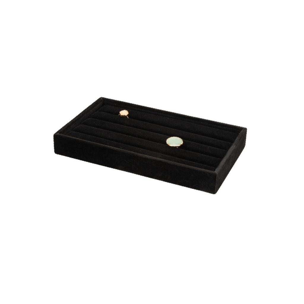 Black velvet open ring tray