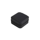 Black square zip-around jewellery travel case closed
