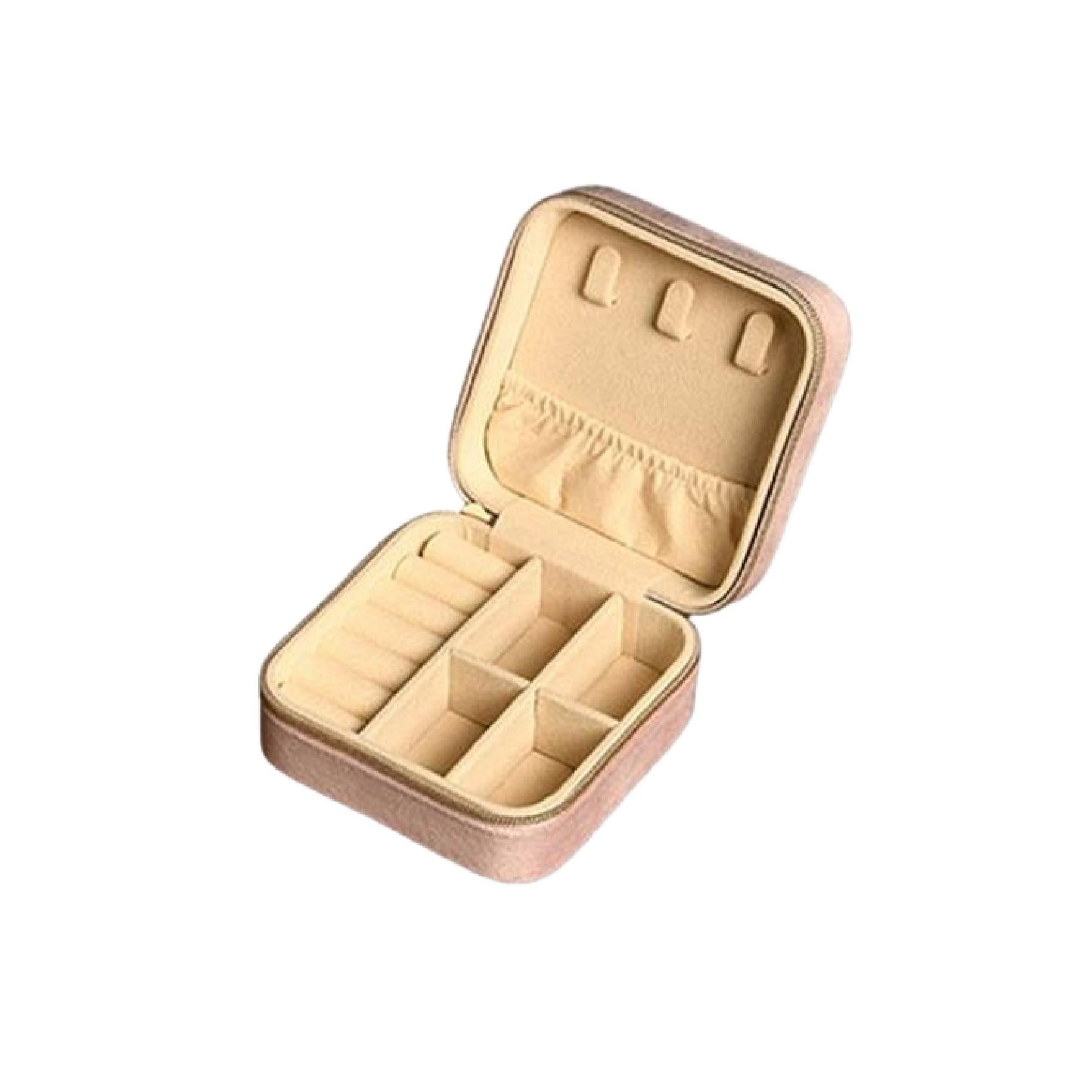 Small pink velvet jewellery travel case