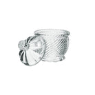 Clear glass trinket box with a lid and swirled glass finish