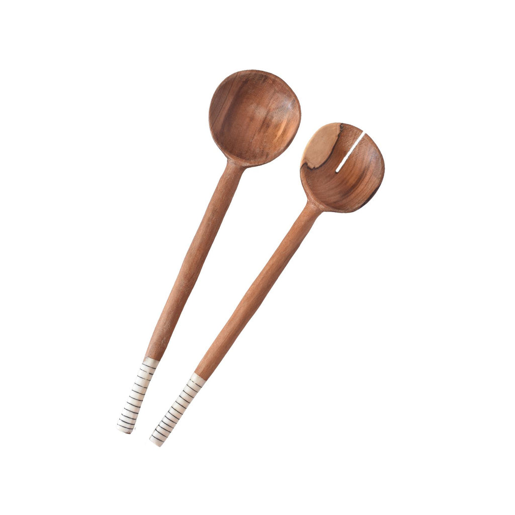Teak salad server set