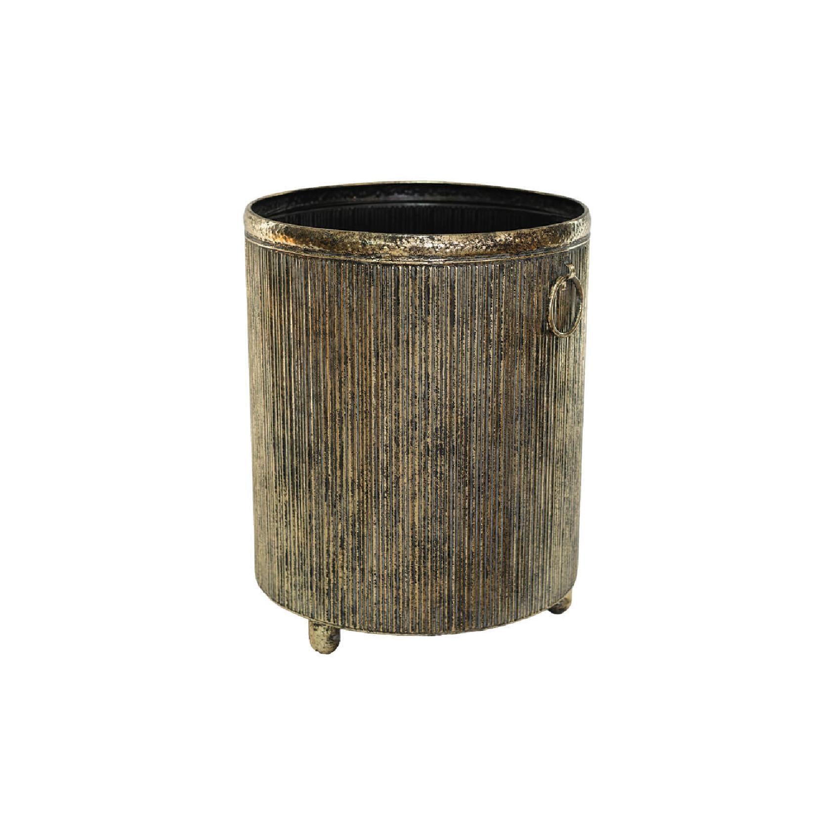 Textured brass planter