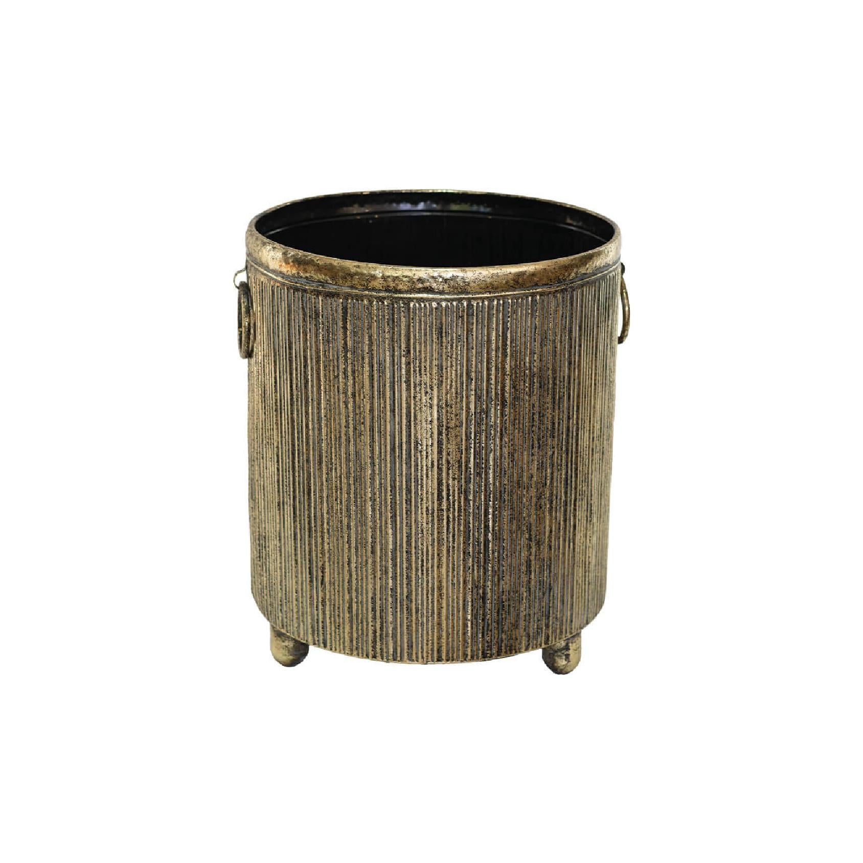 Textured brass planter