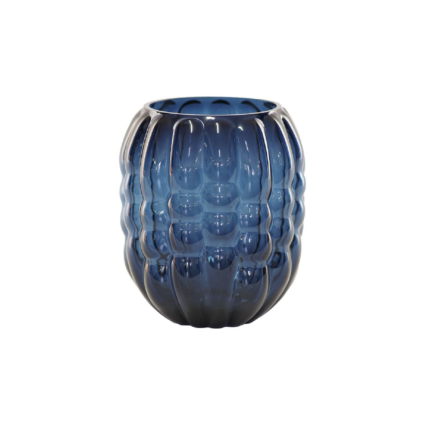 Translucent blue glass bubble vase