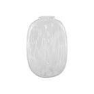 A translucent white glass vase with a subtle cloudy pattern