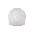 Glass vase with a white pattern