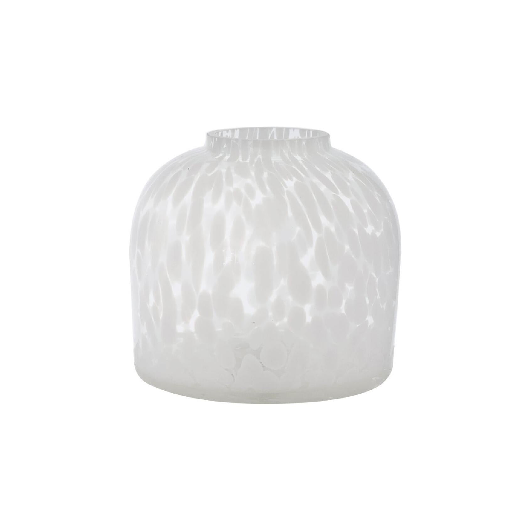Glass vase with a white pattern