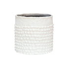 Round white textured ceramic planter