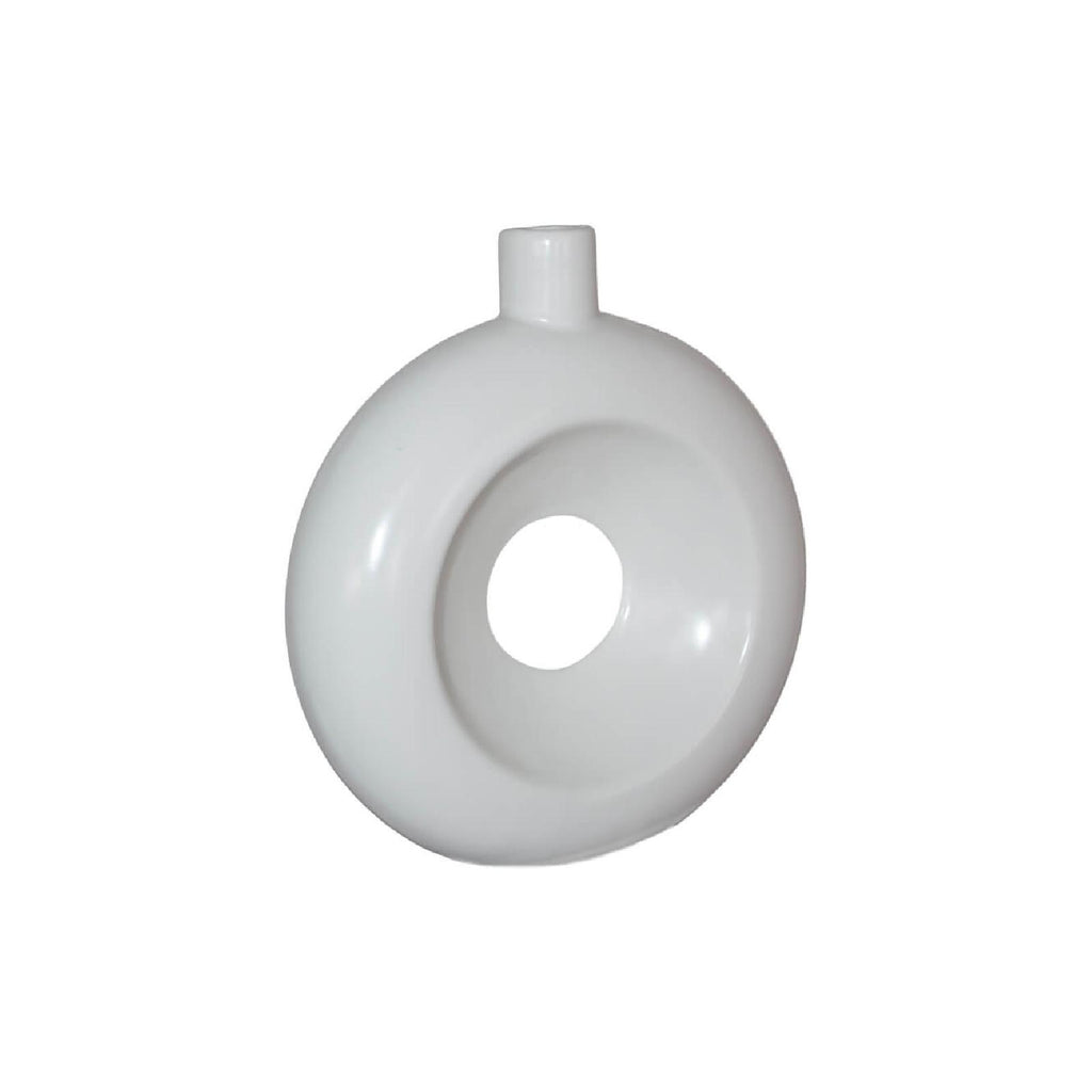 White glossed ceramic vase