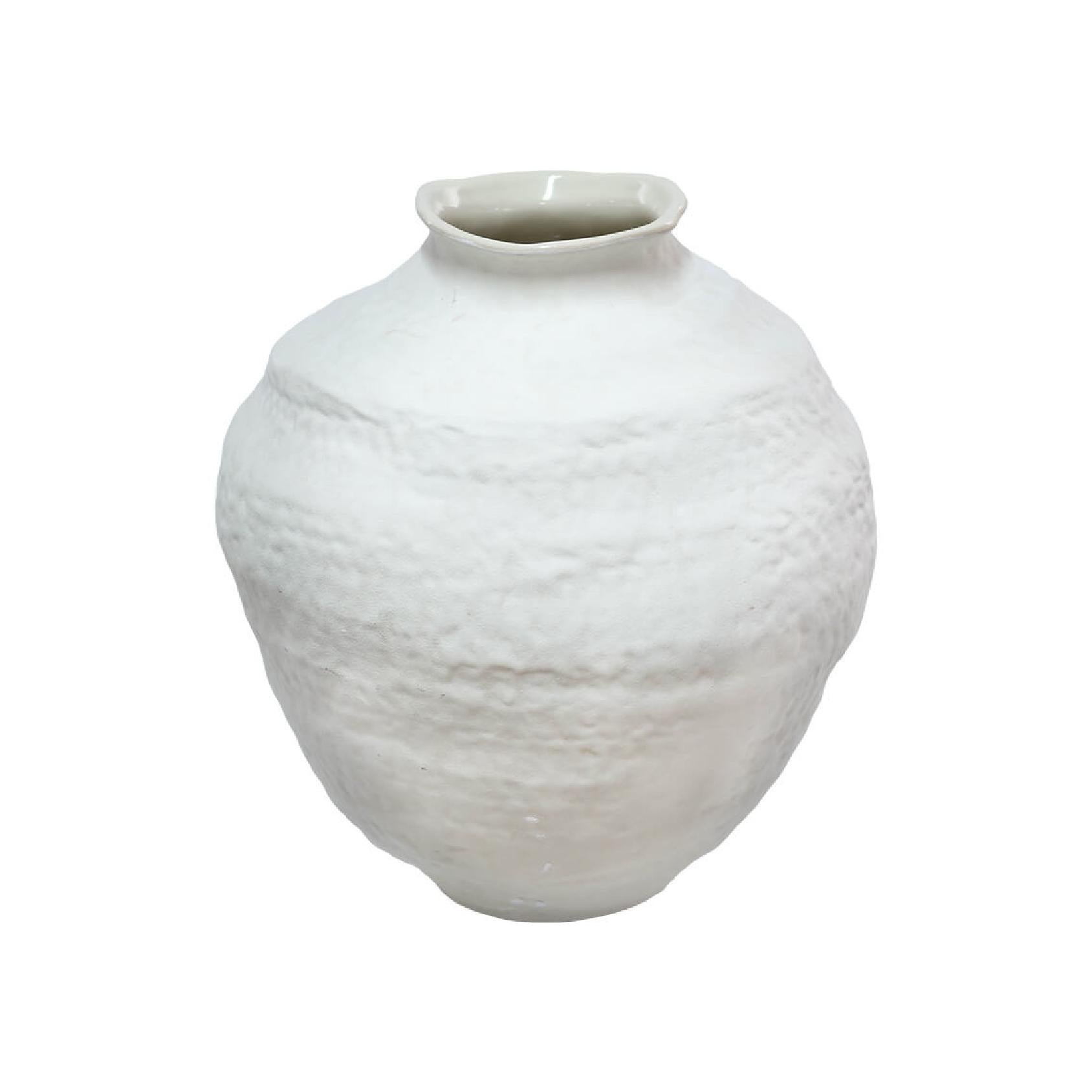 White textured ceramic vase
