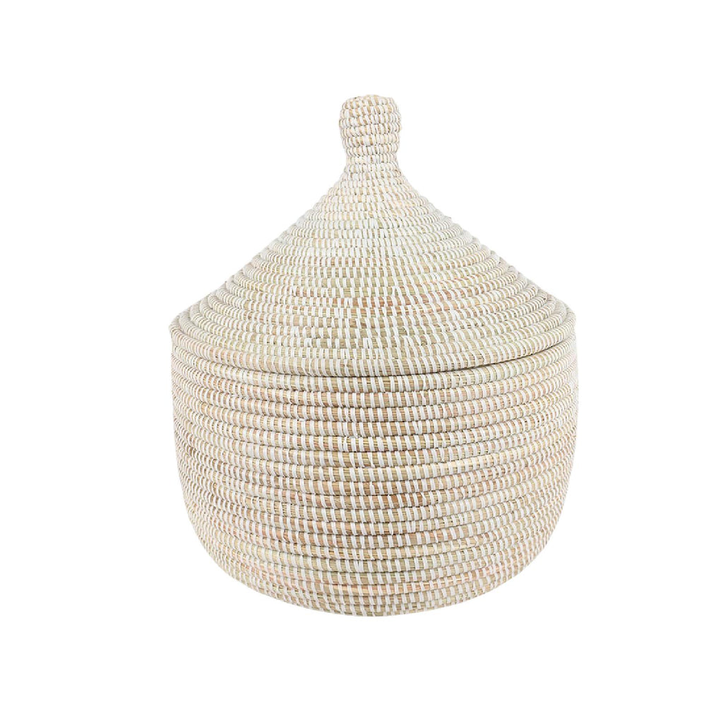 White woven decorative basket