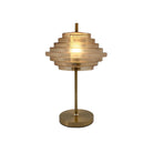 Brass table lamp with textured shade
