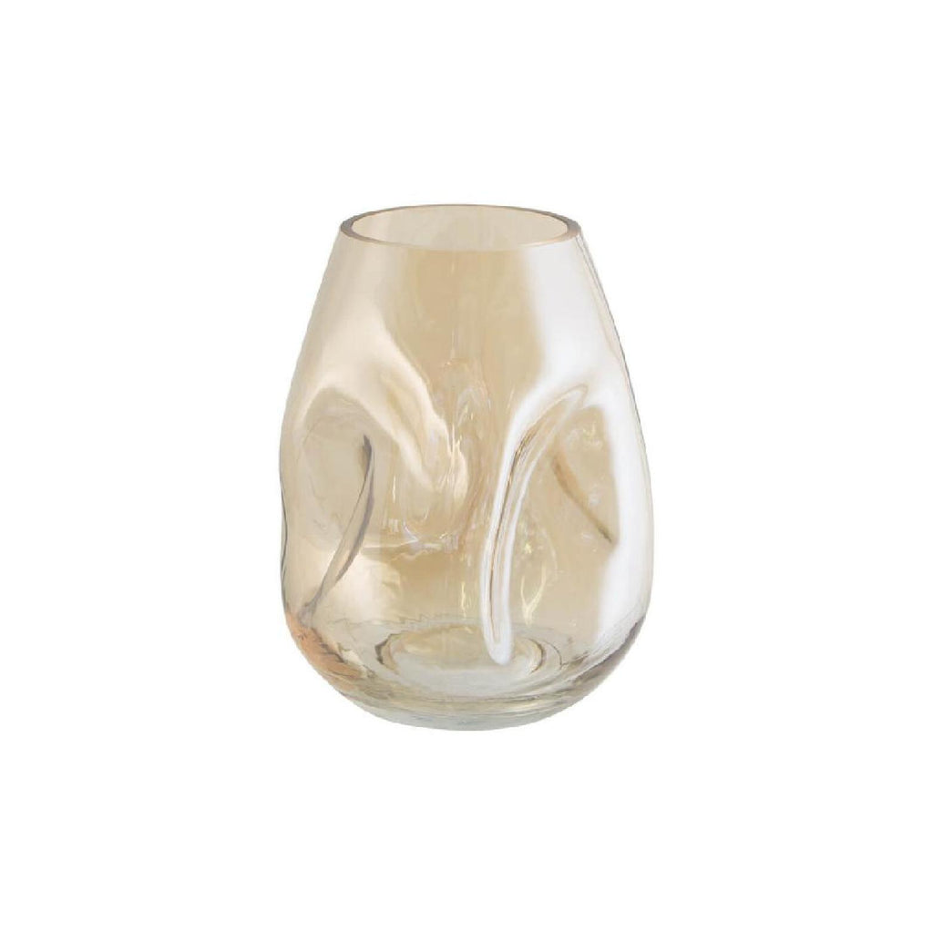 Asymmetrical amber decorative glass vase