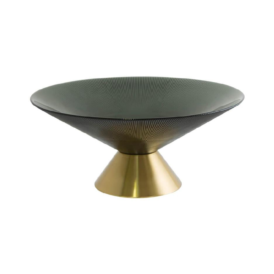 Textured black and gold footed decorative bowl