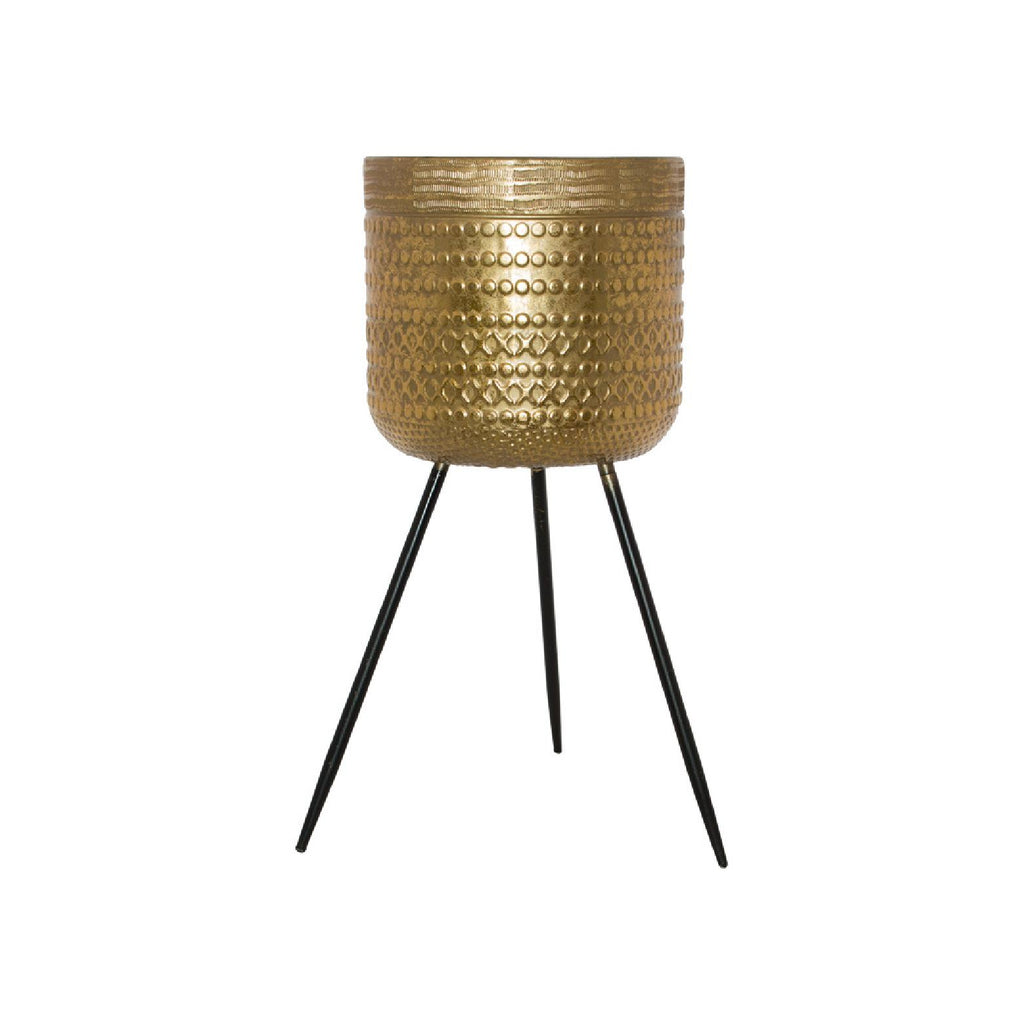 Black and gold metal plant stand