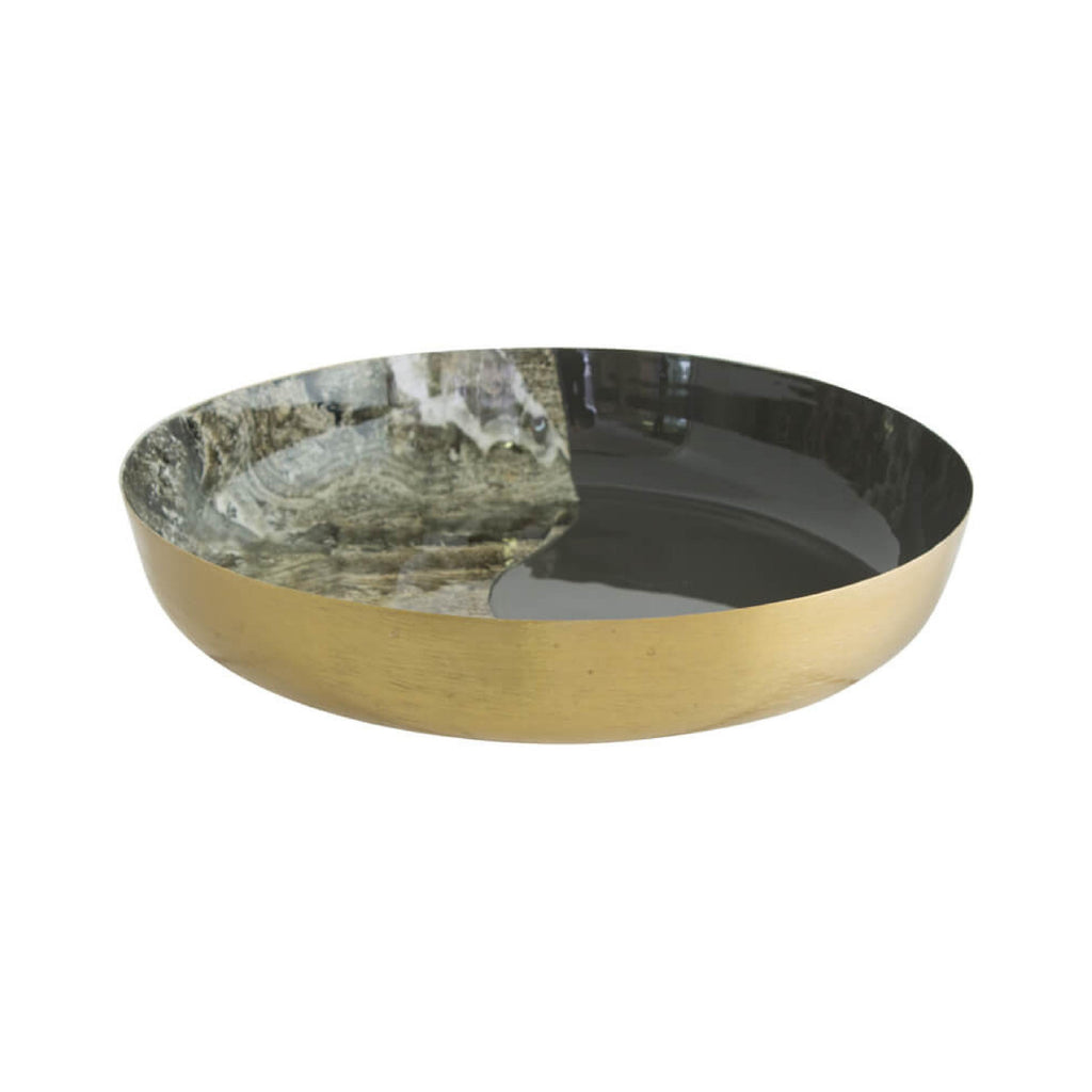 Brown faux marble tray with a gold coat