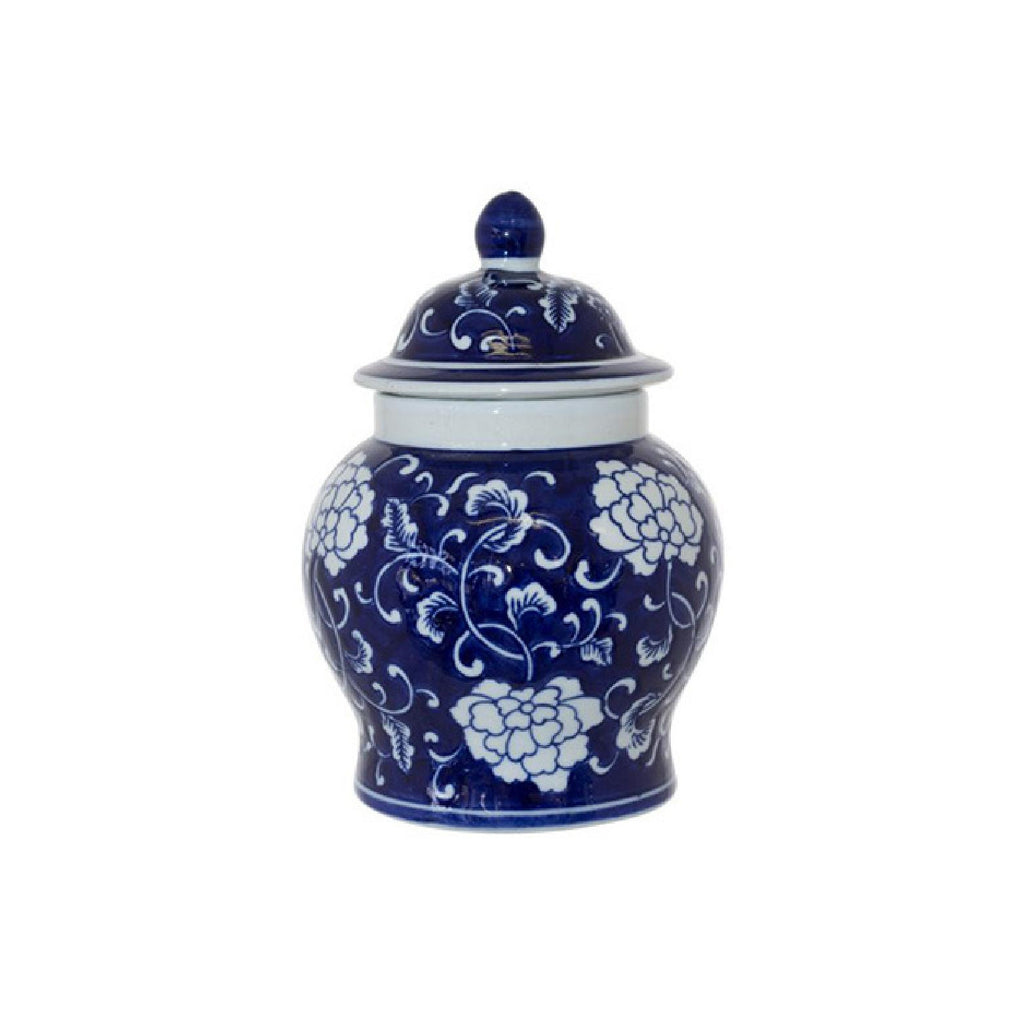 Ceramic vase with white and navy ginger print